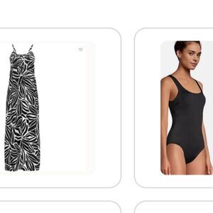 Lands' End swimsuit 22w 22 black Chlorine Resistant & coverup maxi dress 2x new